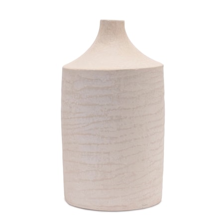 Homeroots 18" Beige Recycled Paper Cylinder Jug Floor Vase 632626