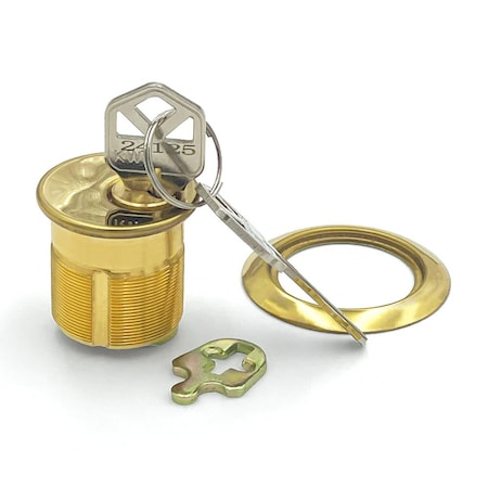 Ecs Hardware Durable Premium Mortise Cylinder, 1-1/4 in US3 Polished Brass KW1 ECSH-MC03-US3-KW1