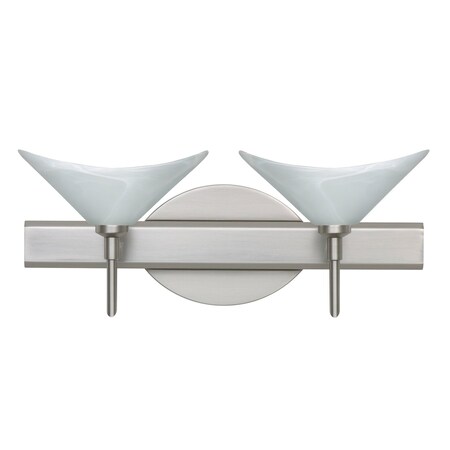 Besa Lighting Hoppi Vanity, Marble, Satin Nickel Finish, 2x40W Halogen 2SW-191352-SN
