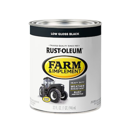Rust-Oleum Exterior Paint, Low Gloss, Oil Base, Black, 1 qt 280107