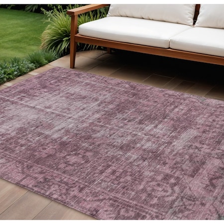 Homeroots 9' X 12' Merlot Oriental Washable Indoor Outdoor Area Rug 607552