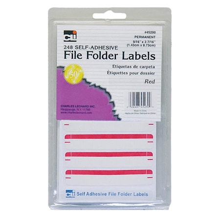 Vertex File Folder Labels, Red, 12PK VE3478479