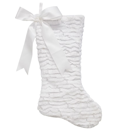 Dyno Ivory Faux Fur W/Bow Christmas Stocking 20 in. 1201527-1