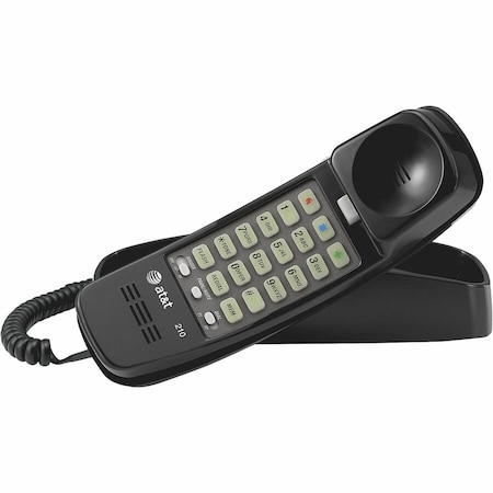 At&T Telephone, Black, 11" Cord L., Curly Cord ATT210BK