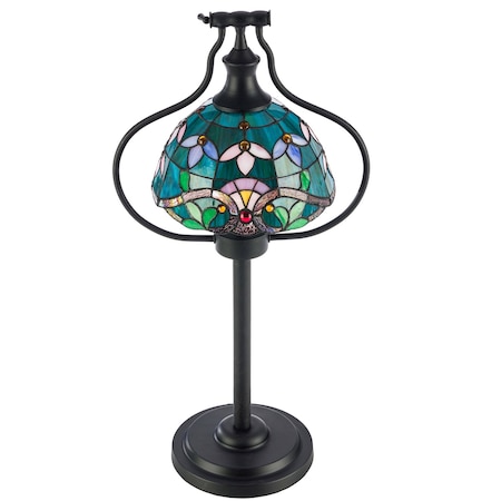 Lavish Home Tiffany Style Table Lamp with Stained Glass Shade, Bronze 72-TIFF-15