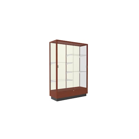 Ghent Heritage Wood Display Case, Caramel Hardwood, Plaque Fabric Back, 70''H x 48''W x 18''D 891M-PB-K