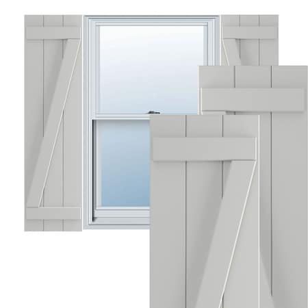 Ekena Millwork True Fit PVC Three Board Joined Board-n-Batten Shutters w/Z-Bar, Hailstorm Gray , 16 1/8W x 32H, PR TFP102BBF16X032ST