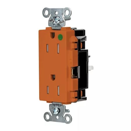 Hubbell Wiring Device-Kellems Straight Blade Receptacle, 5-15R, 15 A, 125V AC, 2 Pole, 3 Wire, Surface Mount, Grounded HBL2172STOTR