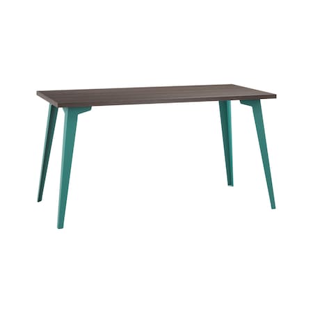 Orison Office 27x57 Mid Century Modern Desk, Teal / Trail Walnut 25801