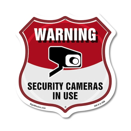 Signmission Video Surveillance Shield Sign Warning S, 6 Inch X 6 Inch, Plastic Sign SHI-P-6-468