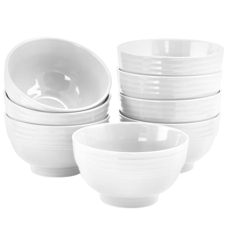 Gibson Home Plaza Cafe 8 Piece 6 Inch Stoneware Bowl Set in White 90733.01