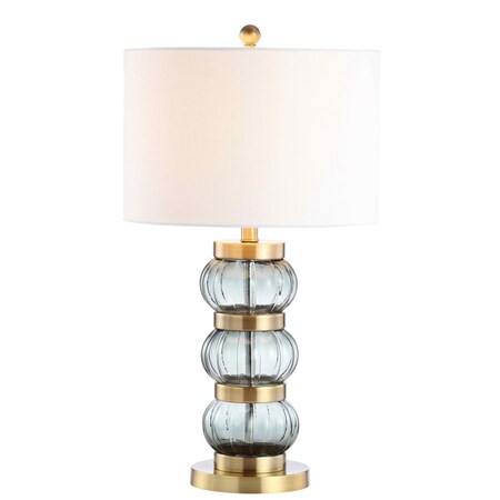 Jonathan Y Linna 27.5" Glass/Metal Table Lamp, Smoked Gray/Brass Gold JYL4039A