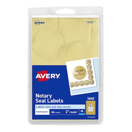 Avery Notary Seal Labels, 2" Diameter, PK44 5868