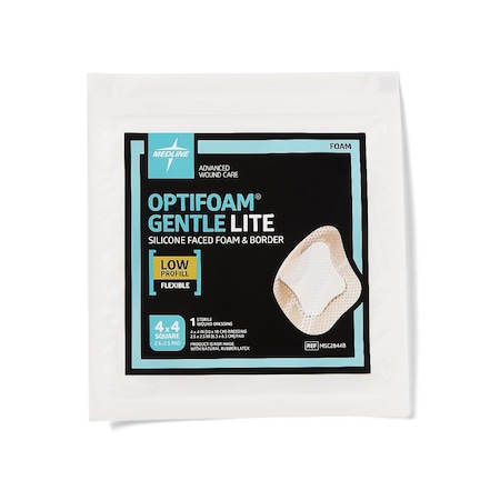 Medline Optifoam Gentle Lite Foam Dressing, 4in x 4in with Border MSC2844BH
