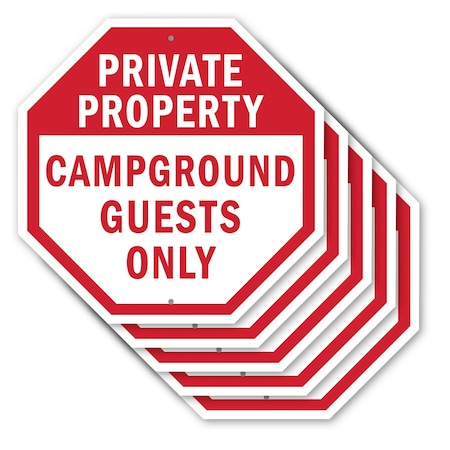 Signmission Private Property Campground Guests, 10 inch X 10 inch, Aluminum Metal Signs, 5PK OC-A-5Pack-10-31