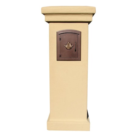 Qualarc 48 in. Manchester Non-Locking Stucco Column Mailbox in Tan Color MAN-STUCOL-BT