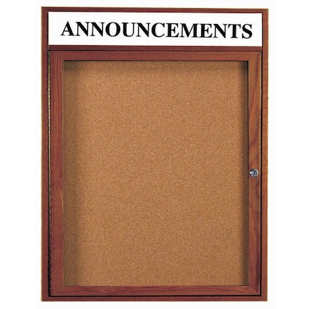 Aarco Enclosed Bulletin Board Red Oak Frame Walnut Stained, 36''Hx30''W WBC3630RH