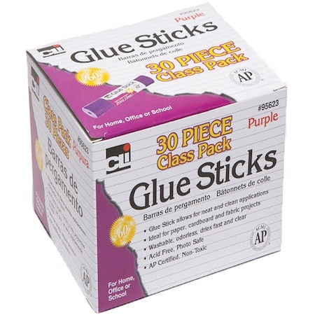 Charles Leonard Glue Sticks, Class Pack, Purple, 0.28 oz., PK60 95623