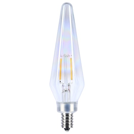 Satco 2 Watt Prismatic HX11 LED - 2700K CCT - Candelabra Base - 120 Volt - Aurora Finish - 2-Card, PK2 S12142