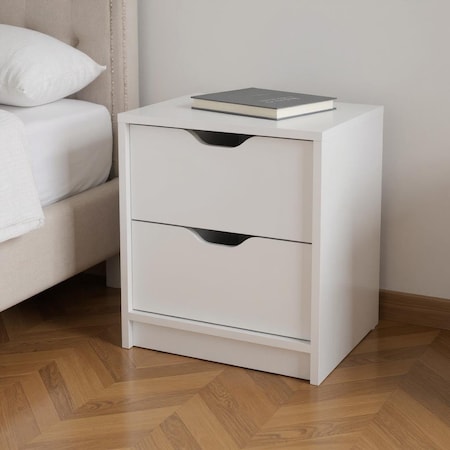Homeroots 19" White Wood Two Drawer Nightstand 543690