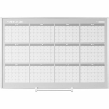 Mastervision Calendar Planning Board, Steel, 38 in, 50 in, Aluminum Frame, White/Gray, Matte GA05106830