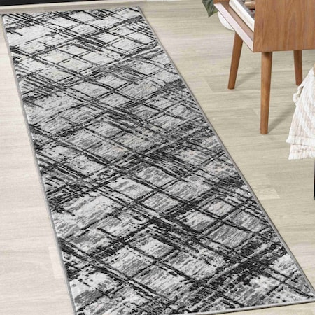 Jonathan Y Slant Modern Abstract Black/Gray 2 ft. x 8 ft. Runner Rug SOR201D-28