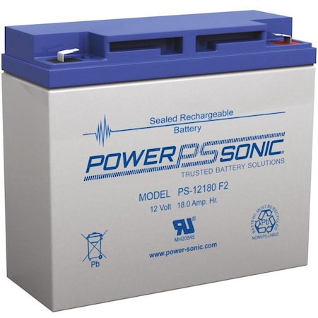 Power-Sonic Power Sonic PS-12180F2 - 12V 18Ah Rechargeable Sealed Lead Acid (SLA) Battery PS-12180 F2