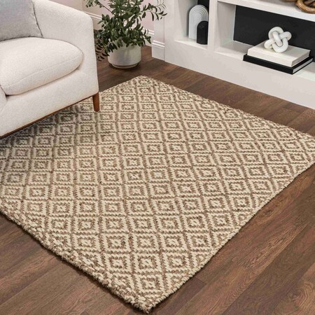 Jonathan Y Hira Hand Woven Diamond Chunky Jute Natural 6 ft Square Area Rug NFR100A-6SQ