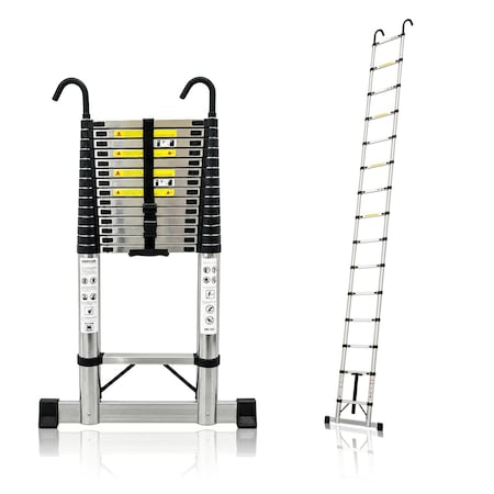 Wrightmaster 20.6 ft. Portable Steel Extension Ladder with Non-Marring Feet and Hooks, 330 lbs. Load Capacity ZROSST-630