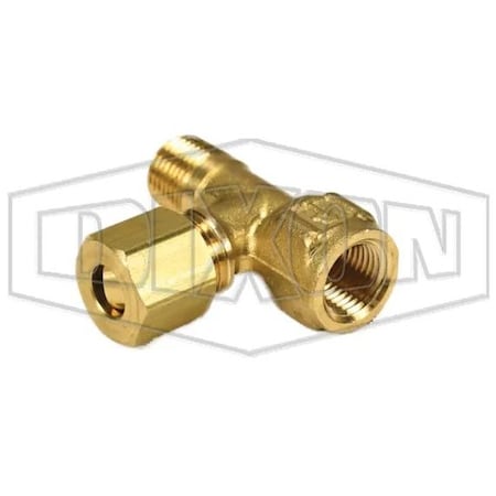 Dixon The Right Connection Tube-to-Pipe Adapter Tee, 1/4 x 1/8 x 7/16-24 in Nominal, Brass, Domestic 176C-0402