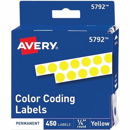 Avery Dennison Permanent Round Labels, 1/4 Diameter 450/PK 05792