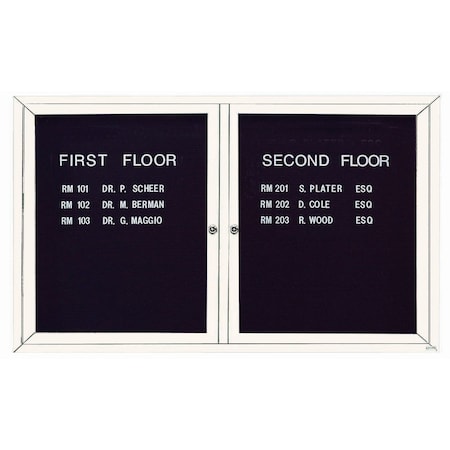 Aarco Outdoor Enclosed Directory w/ Al Frame, Powder Coated White, Letter Panel is Black Vinyl, 36''Hx60''W OADC3660W