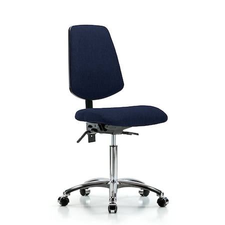 Blue Ridge Ergonomics Fab Med Bench Chair, Bk, Chrm, Cast, Navy, No Arms, 22" to 29" Height, Dark Blue BR-FMBCH-MB-CR-T0-A0-NF-CC-F45