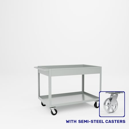Pucel Tray Top Box Truck, 30 in W x 37 in H x 48 in D, 6 in Deep Box, Semi-Steel Casters, Gray TT-3048-6S
