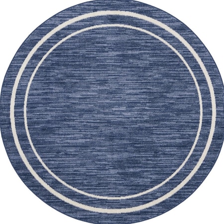 Homeroots 8' Navy Blue And Ivory Round Indoor Outdoor Area Rug 545541