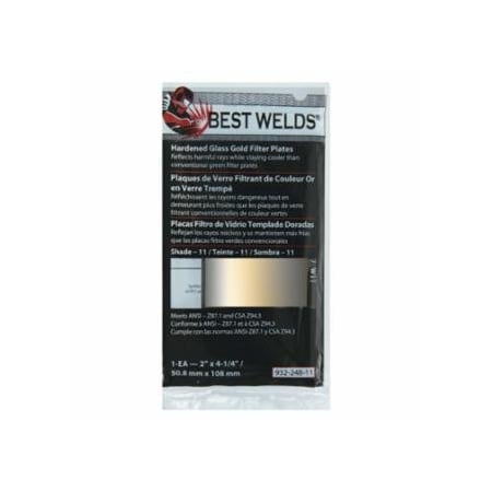 Best Welds Hardened Glass Gold Filter Plate, Gold/12, 2 in x 4.25 in, SH12, Glass 901-932-248-12