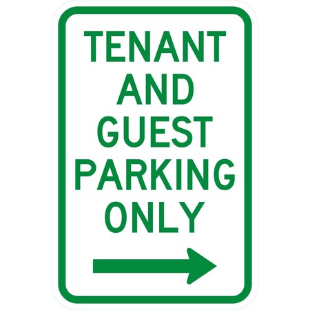 Lyle Tenant and Guest Parking Only with right arrow, 12x18, Engineer Grade, White G-3202-EG_12x18