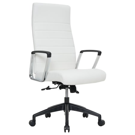Leisuremod Hilton High-Back Leather Office Chair, White HO20WL