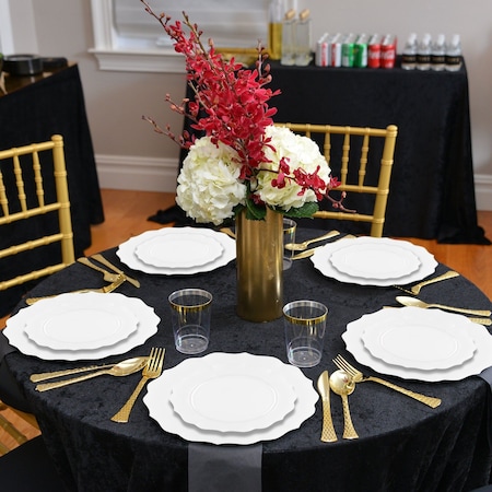 Smarty Had A Party Pearl White Round Lotus Plastic Dinnerware Value Set, 240PK 8850-WHVP-CASE