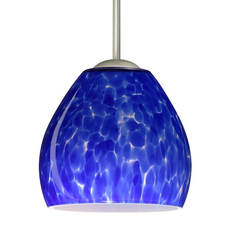 Besa Lighting Bolla Pendant, Blue Cloud, Satin Nickel Finish, 1x 40W MAX E12 Base 1BT-412286-SN