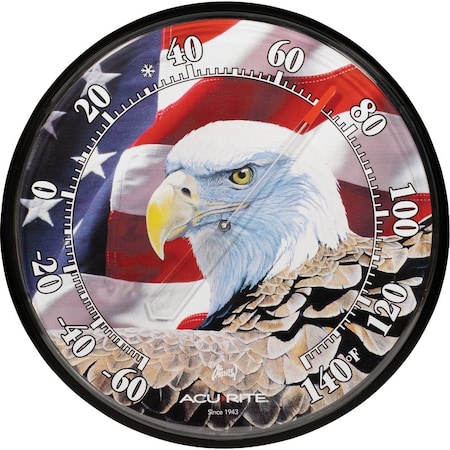 Acurite 12.5'' Dia. Plastic Dial Eagle/Flag Indoor & Outdoor Thermometer 01930A1