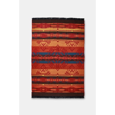 Homeroots Red Orange Woven Acrylic Reversable Throw 524944