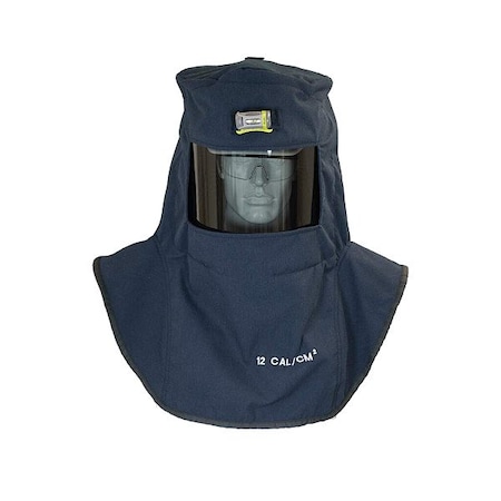 Oberon Arc Flash Hood, 2 PPE CAT, 12 cal/sq cm, Polycarbonate Window, Navy, Universal LAN2ST-C+HVS