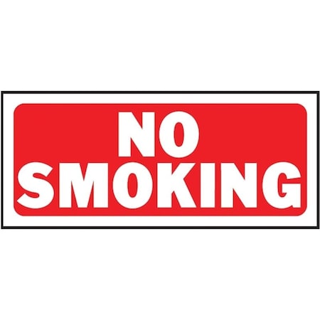 Hy-Ko Fence Sign, Rectangular, NO SMOKING, White Legend, Red Background, Plastic, 14 in W x 6 in H Dimensions 23003
