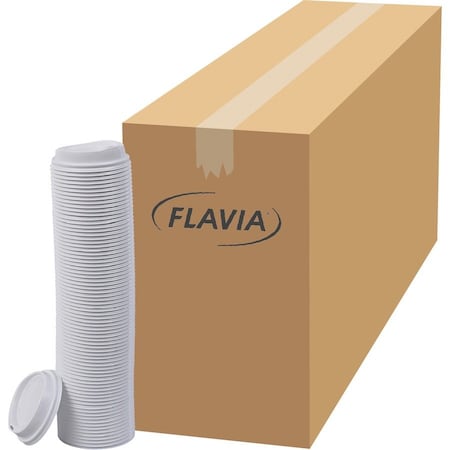 Flavia 10 oz Hot Beverage Paper Cup Lids - 10 fl oz - White - Paper - Beverage, Hot Drink, 1000PK 25200019