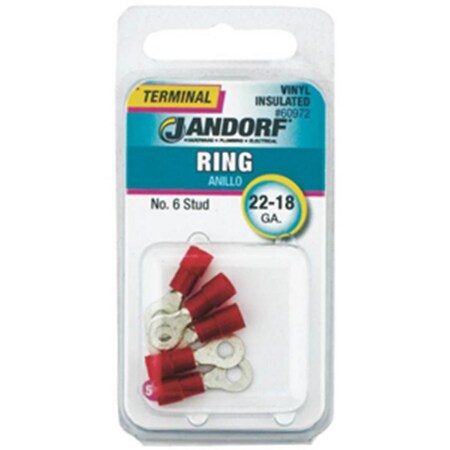 Jandorf Specialty Hardw 60972 Vinyl Insulated Ring Terminal 2218 ga., 6 in. Stud 3401858