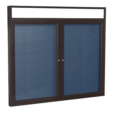 Ghent 2 Door Enclosed Vinyl Bulletin Board, Headliner Frame, Bronze Aluminum, 3'H x 4'W, Navy PBVX5-195