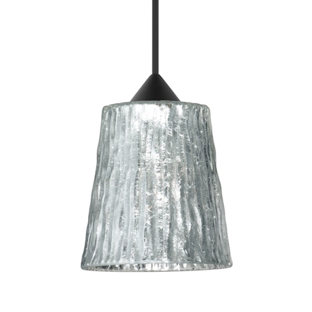 Besa Lighting Besa Nico 4 Pendant, Stone Silver Foil, Black Finish, 1x 35W MAX GY6.35 Base 1XT-5125SF-BK
