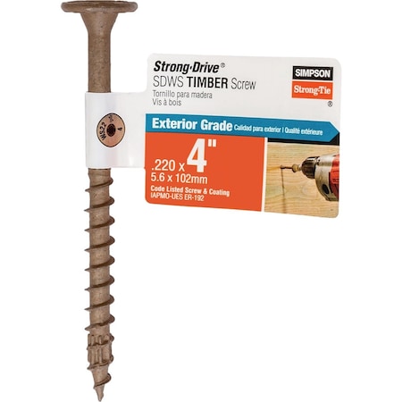Simpson Strong-Tie Strong-Drive SDWS TIMBER Screw, Exterior Grade 0.220'' x 4'' T40 Tan SDWS22400DB-RP1