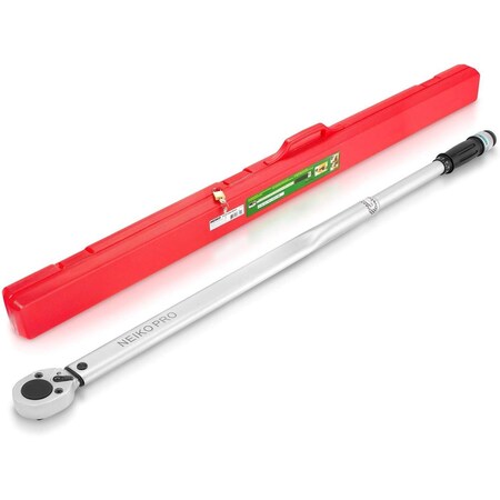Neiko 0.75 in Dr. Adjustable Click Torque Wrench, SAE, 100-700 Foot-Pound, 48-Inch Length 03710B